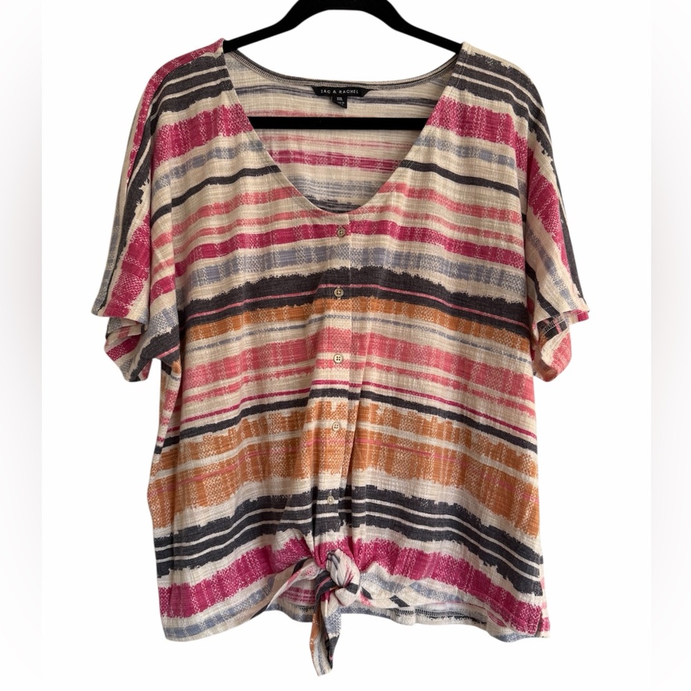 Zac & Rachel Multicolor Striped Short Sleeve Top